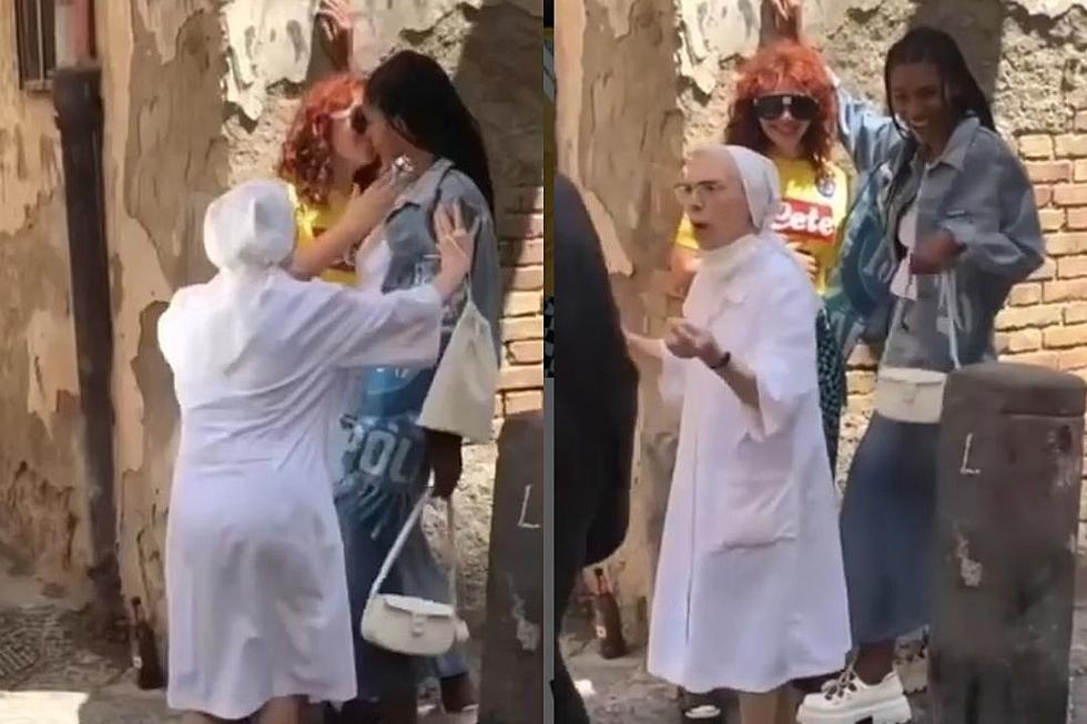 Wütende Nonne geht bei Frauen-Kuss für Fotoshooting dazwischen ➤ Prozoro.net.ua