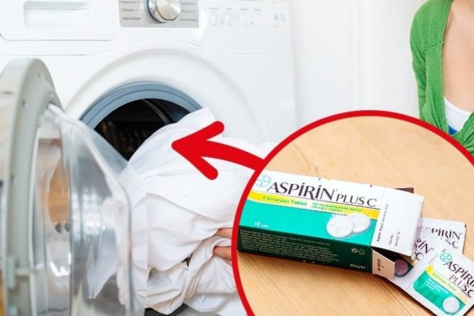 Gebe Aspirin in die Waschmaschine, um deine Wäsche wieder strahlend weiß zu bekommen