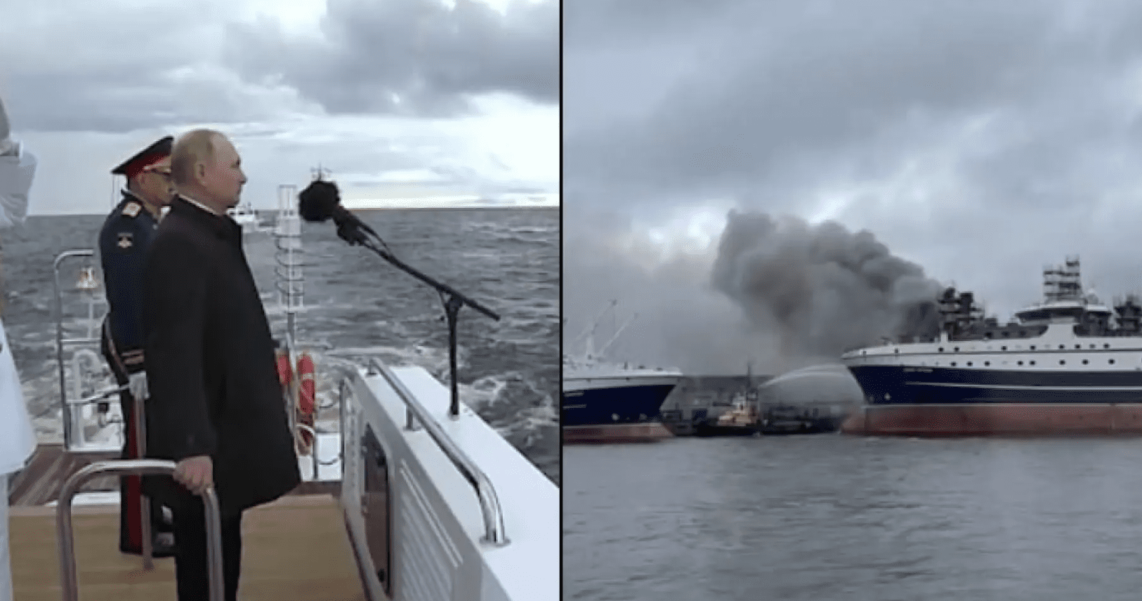 Після візиту Путіна на день ВМС РФ в Пітері спалахнув корабель. Фото, відео ➤ Prozoro.net.ua