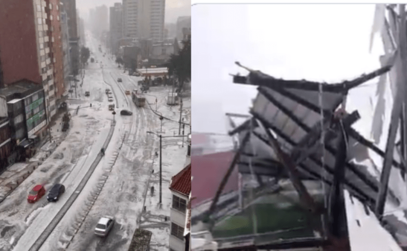 Vídeo impactante: Una fuerte granizada pasó en La Calera y voló el techo de una cancha sintética ➤ Infotime.co