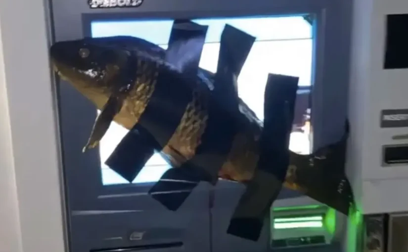 Подросток в США приклеивал рыбу к банкоматам: видео ➤ Infotime.co