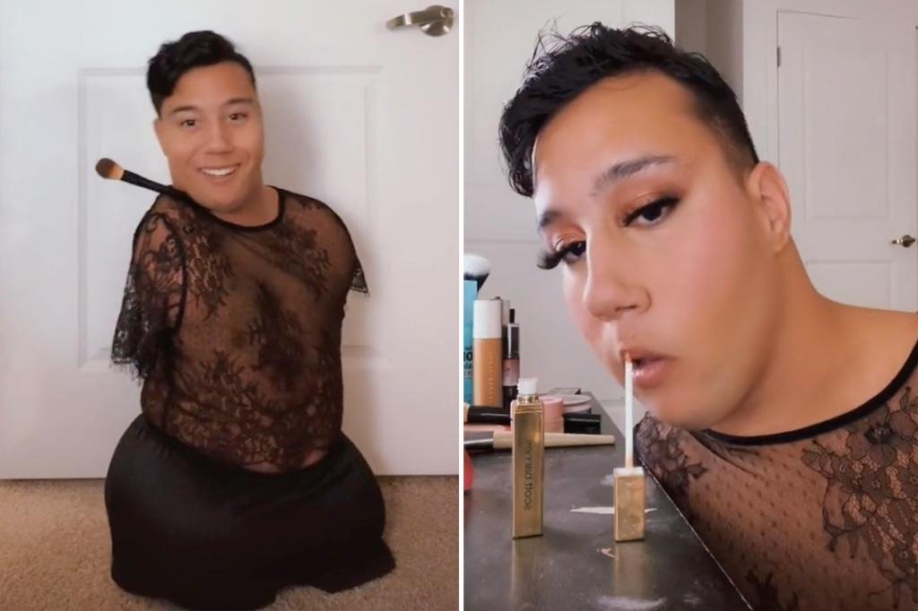 Un hombre sin brazos ni piernas, abandonado de bebé, inspira a millones con sus videos de maquillaje