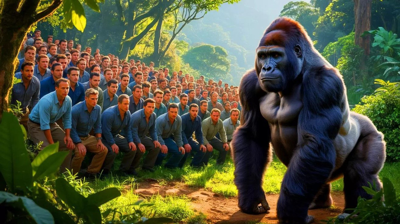 Wer wird gewinnen: 100 Personen oder ein Gorilla? Ein Blick aus evolutionärer Sicht
