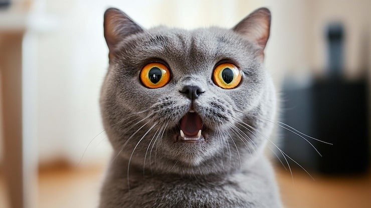 Das Kätzchen war buchstäblich sprachlos, als sein Besitzer anfing, Schattenfiguren zu zeigen